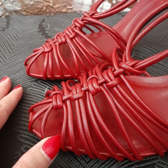 Zara Nwt Red Strappy Fisherman Style Women's Heels - Picture 7 of 13